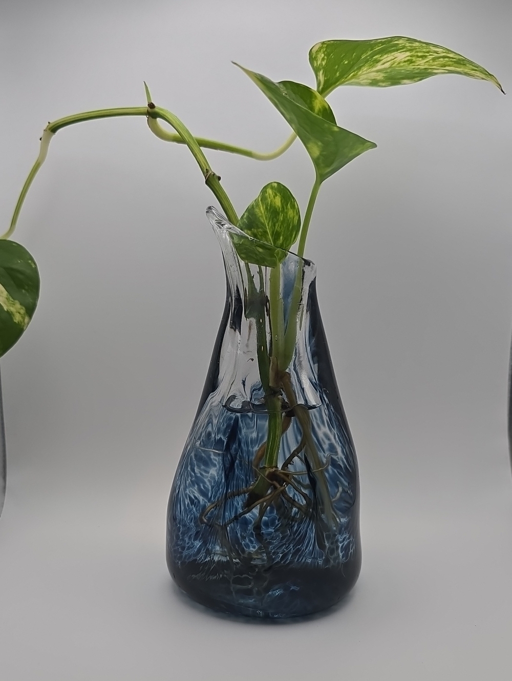 Handblown Dark Blue Art Glass Vase | Studio Glass